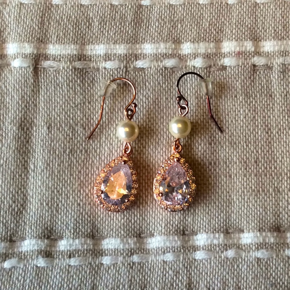 Teardrop Cubic Zirconia Rose Gold Earrings